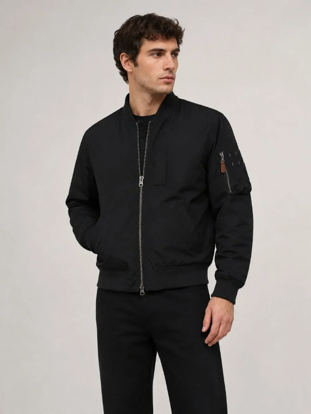 Abercrombie & Fitch Men’s M Black MA-1 Bomber Flight Jacket Utility Zip Pocket